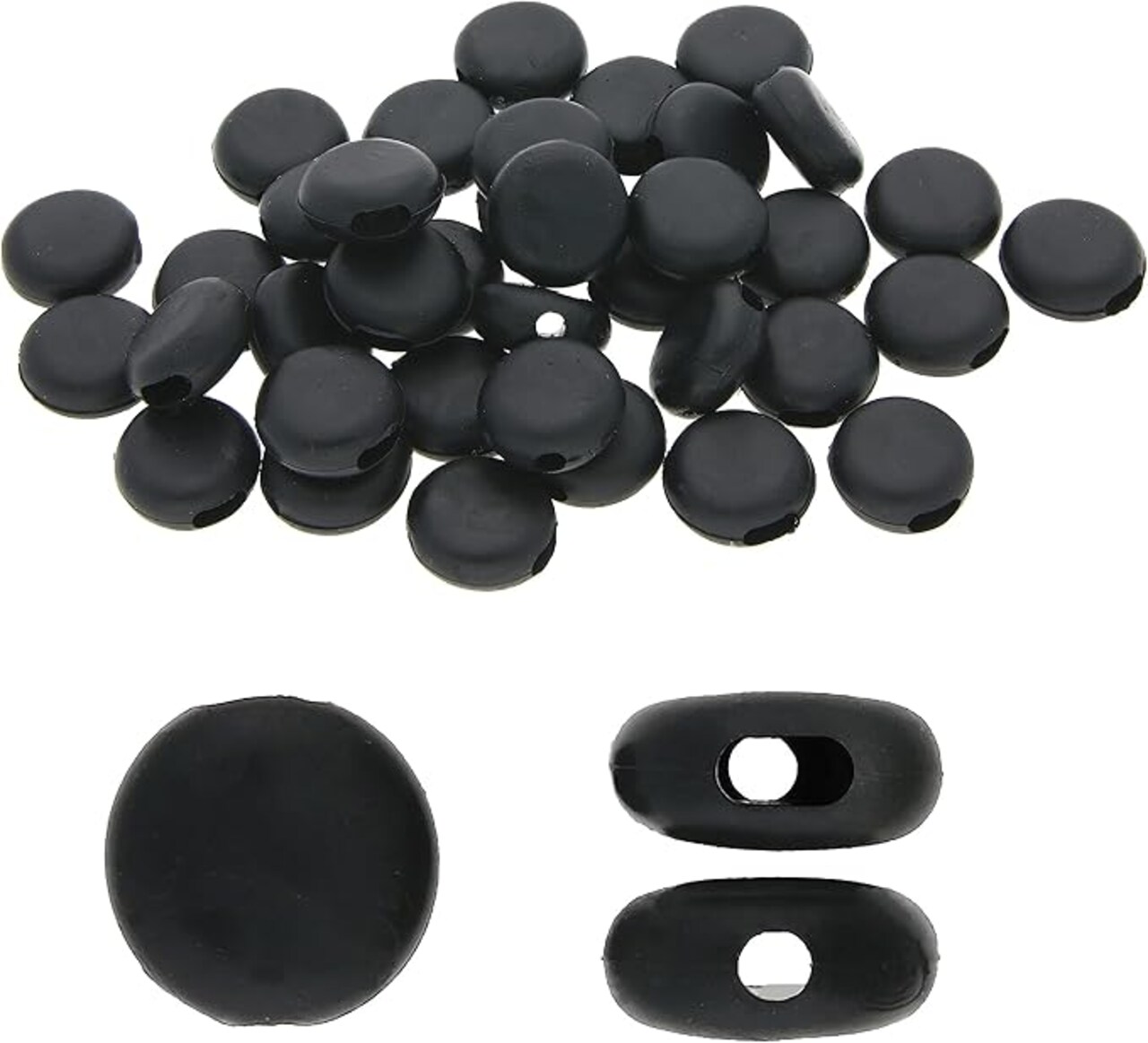 The Beadsmith Fablastic Cord Locks, , Black Color, Silicone Locks, for Elastic Cord Rope Adjuster Non-Slip Stopper